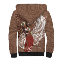 Tahiti Islands Polynesian Plumeria Sherpa Hoodie Tahitian Vahine 'Ote'a - Beige LT7 - Polynesian Pride