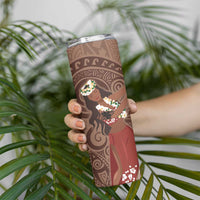 Tahiti Islands Polynesian Plumeria Skinny Tumbler Tahitian Vahine 'Ote'a - Beige LT7 - Polynesian Pride