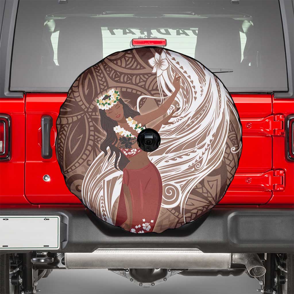 Tahiti Islands Polynesian Plumeria Spare Tire Cover Tahitian Vahine 'Ote'a - Beige LT7 - Polynesian Pride