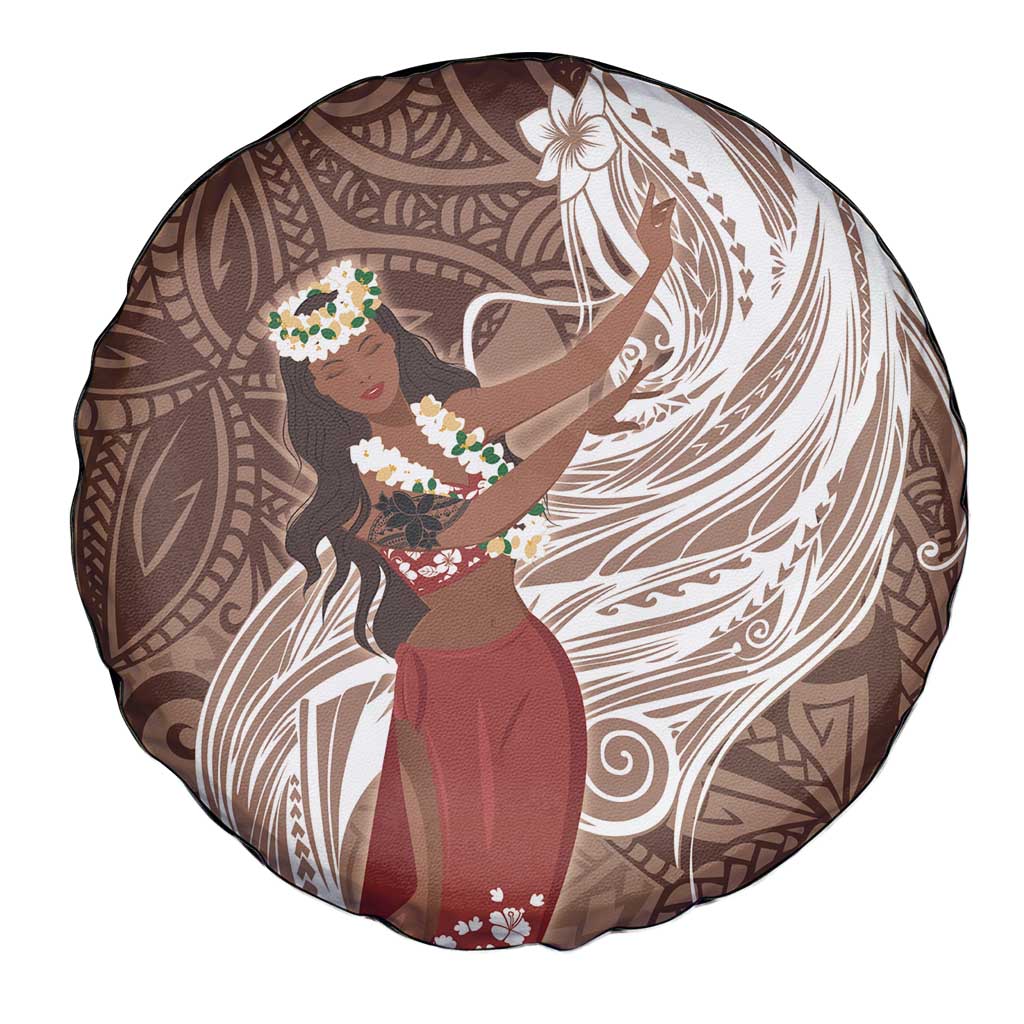 Tahiti Islands Polynesian Plumeria Spare Tire Cover Tahitian Vahine 'Ote'a - Beige LT7 - Polynesian Pride