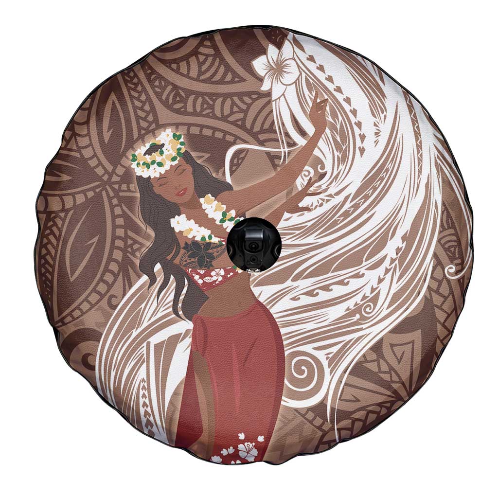 Tahiti Islands Polynesian Plumeria Spare Tire Cover Tahitian Vahine 'Ote'a - Beige LT7 - Polynesian Pride