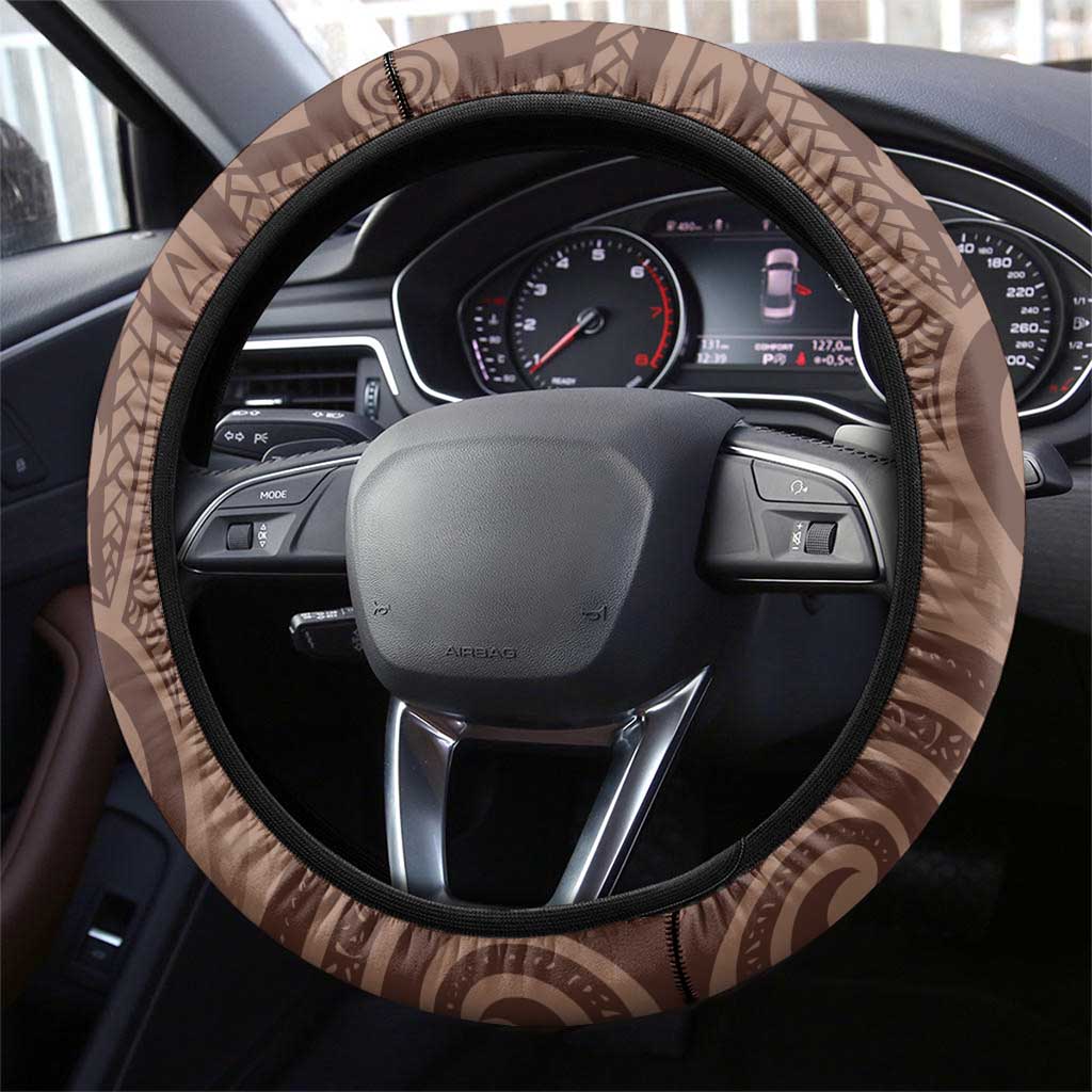 Tahiti Islands Polynesian Plumeria Steering Wheel Cover Tahitian Vahine 'Ote'a - Beige LT7 - Polynesian Pride