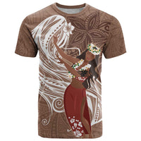 Tahiti Islands Polynesian Plumeria T Shirt Tahitian Vahine 'Ote'a - Beige LT7 Beige - Polynesian Pride