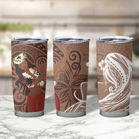 Tahiti Islands Polynesian Plumeria Tumbler Cup Tahitian Vahine 'Ote'a - Beige LT7 - Polynesian Pride