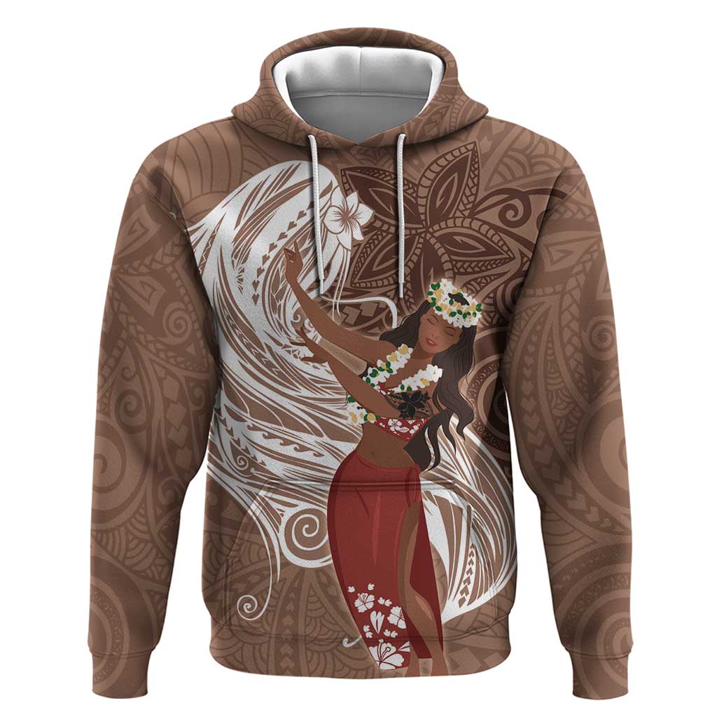 Tahiti Islands Polynesian Plumeria Zip Hoodie Tahitian Vahine 'Ote'a - Beige LT7 Pullover Hoodie Beige - Polynesian Pride