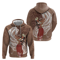Tahiti Islands Polynesian Plumeria Zip Hoodie Tahitian Vahine 'Ote'a - Beige LT7 - Polynesian Pride
