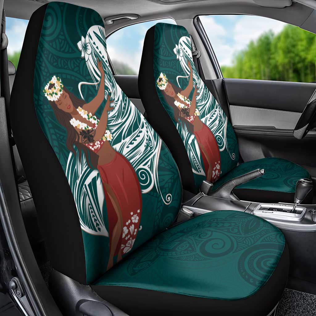 Tahiti Islands Polynesian Plumeria Car Seat Cover Tahitian Vahine 'Ote'a - Teal LT7 - Polynesian Pride