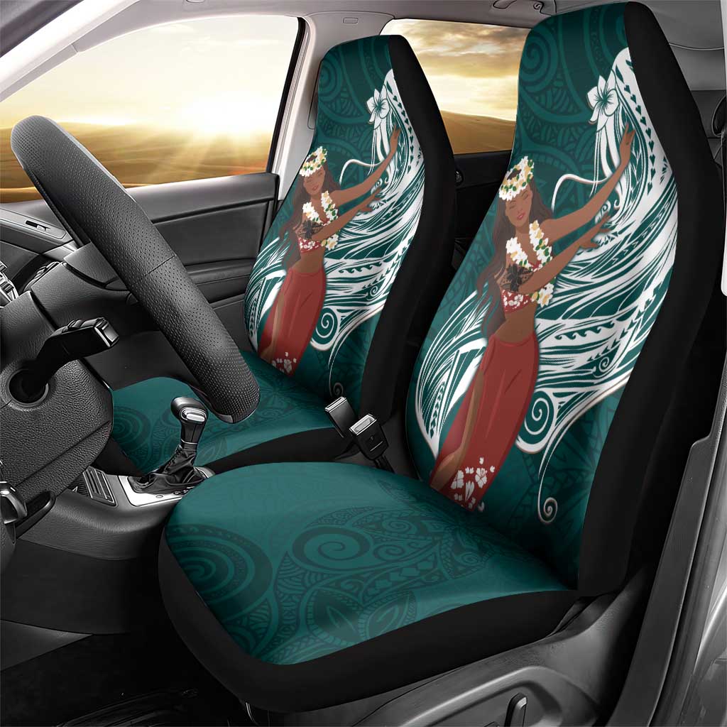Tahiti Islands Polynesian Plumeria Car Seat Cover Tahitian Vahine 'Ote'a - Teal LT7 - Polynesian Pride
