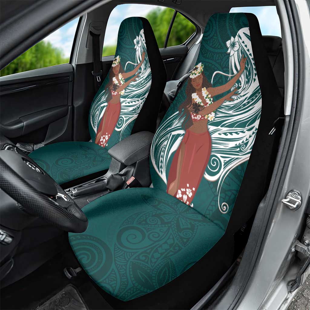 Tahiti Islands Polynesian Plumeria Car Seat Cover Tahitian Vahine 'Ote'a - Teal LT7 - Polynesian Pride