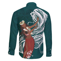Tahiti Islands Polynesian Plumeria Family Matching Short Sleeve Bodycon Dress and Hawaiian Shirt Tahitian Vahine 'Ote'a - Teal LT7 - Polynesian Pride