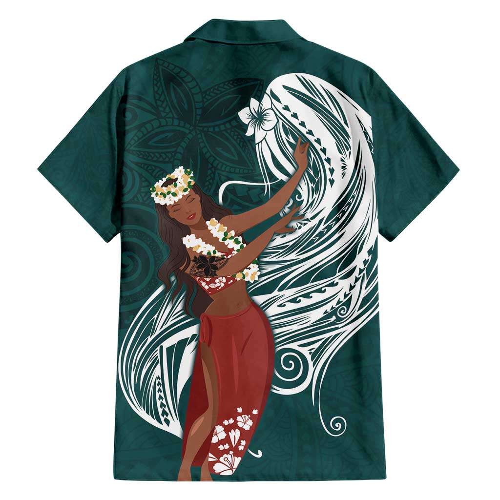 Tahiti Islands Polynesian Plumeria Hawaiian Shirt Tahitian Vahine 'Ote'a - Teal LT7 - Polynesian Pride
