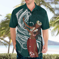 Tahiti Islands Polynesian Plumeria Hawaiian Shirt Tahitian Vahine 'Ote'a - Teal LT7 - Polynesian Pride