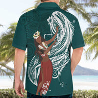 Tahiti Islands Polynesian Plumeria Hawaiian Shirt Tahitian Vahine 'Ote'a - Teal LT7 - Polynesian Pride