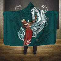 Tahiti Islands Polynesian Plumeria Hooded Blanket Tahitian Vahine 'Ote'a - Teal LT7 - Polynesian Pride