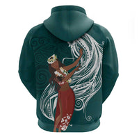 Tahiti Islands Polynesian Plumeria Hoodie Tahitian Vahine 'Ote'a - Teal LT7 - Polynesian Pride