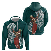 Tahiti Islands Polynesian Plumeria Hoodie Tahitian Vahine 'Ote'a - Teal LT7 - Polynesian Pride