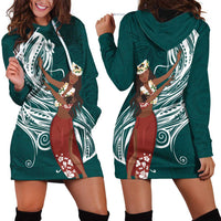 Tahiti Islands Polynesian Plumeria Hoodie Dress Tahitian Vahine 'Ote'a - Teal LT7 - Polynesian Pride
