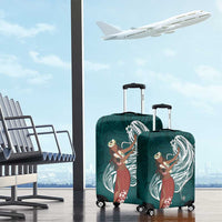 Tahiti Islands Polynesian Plumeria Luggage Cover Tahitian Vahine 'Ote'a - Teal LT7 - Polynesian Pride