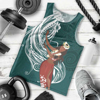 Tahiti Islands Polynesian Plumeria Men Tank Top Tahitian Vahine 'Ote'a - Teal LT7 - Polynesian Pride