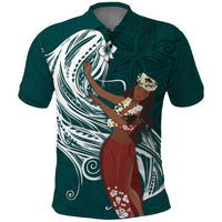 Tahiti Islands Polynesian Plumeria Polo Shirt Tahitian Vahine 'Ote'a - Teal LT7 Teal - Polynesian Pride