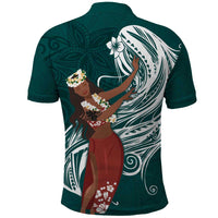 Tahiti Islands Polynesian Plumeria Polo Shirt Tahitian Vahine 'Ote'a - Teal LT7 - Polynesian Pride