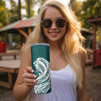 Tahiti Islands Polynesian Plumeria Skinny Tumbler Tahitian Vahine 'Ote'a - Teal LT7 - Polynesian Pride