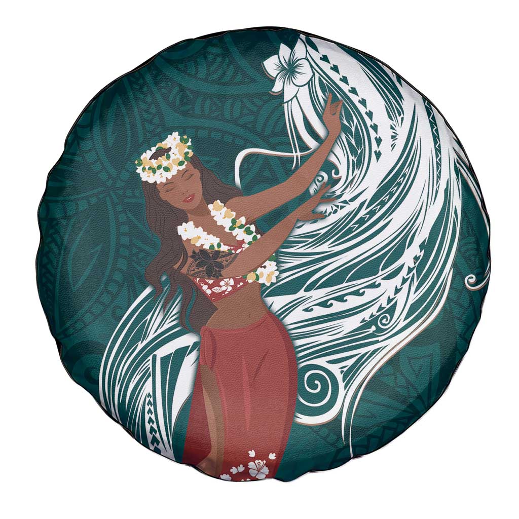 Tahiti Islands Polynesian Plumeria Spare Tire Cover Tahitian Vahine 'Ote'a - Teal LT7 - Polynesian Pride