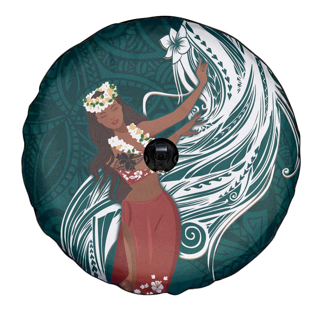 Tahiti Islands Polynesian Plumeria Spare Tire Cover Tahitian Vahine 'Ote'a - Teal LT7 - Polynesian Pride