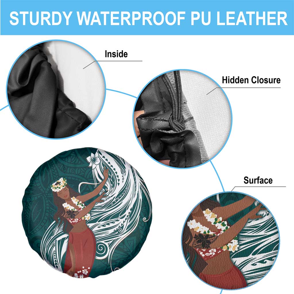 Tahiti Islands Polynesian Plumeria Spare Tire Cover Tahitian Vahine 'Ote'a - Teal LT7 - Polynesian Pride