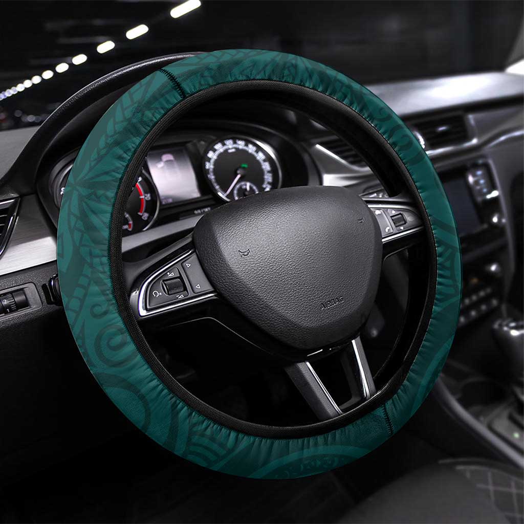 Tahiti Islands Polynesian Plumeria Steering Wheel Cover Tahitian Vahine 'Ote'a - Teal LT7 Universal Fit Teal - Polynesian Pride