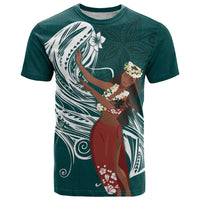 Tahiti Islands Polynesian Plumeria T Shirt Tahitian Vahine 'Ote'a - Teal LT7 Teal - Polynesian Pride
