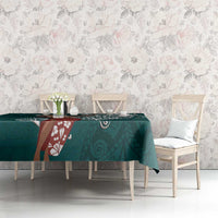 Tahiti Islands Polynesian Plumeria Tablecloth Tahitian Vahine 'Ote'a - Teal