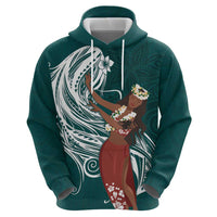 Tahiti Islands Polynesian Plumeria Zip Hoodie Tahitian Vahine 'Ote'a - Teal LT7 - Polynesian Pride