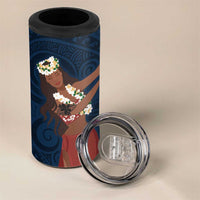Tahiti Islands Polynesian Plumeria 4 in 1 Can Cooler Tumbler Tahitian Vahine 'Ote'a - Navy Blue LT7 - Polynesian Pride