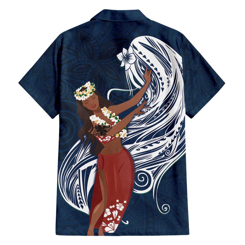 Tahiti Islands Polynesian Plumeria Family Matching Summer Maxi Dress and Hawaiian Shirt Tahitian Vahine 'Ote'a - Navy Blue LT7 - Polynesian Pride