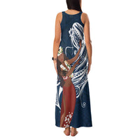 Tahiti Islands Polynesian Plumeria Family Matching Tank Maxi Dress and Hawaiian Shirt Tahitian Vahine 'Ote'a - Navy Blue LT7 - Polynesian Pride