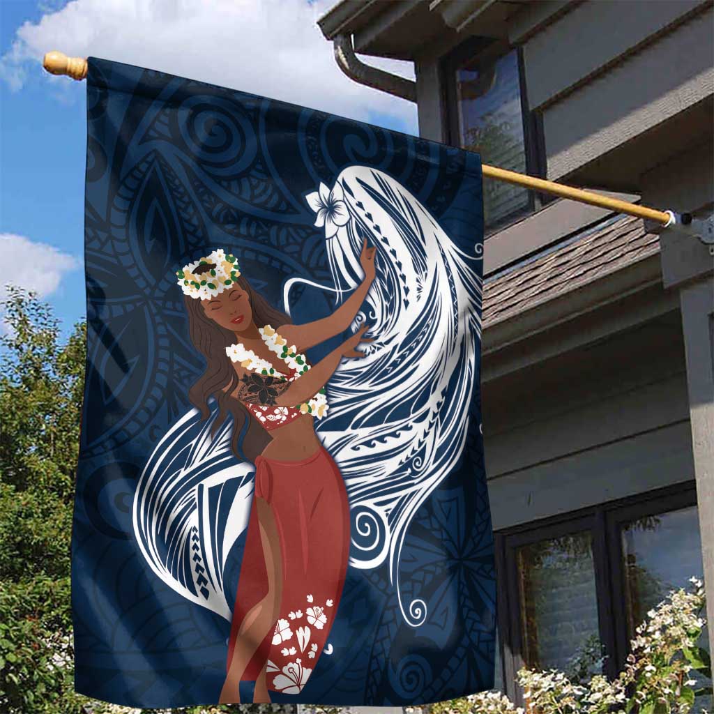 Tahiti Islands Polynesian Plumeria Garden Flag Tahitian Vahine 'Ote'a - Navy Blue LT7 - Polynesian Pride
