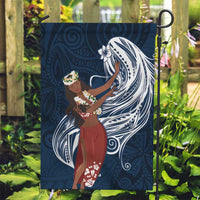 Tahiti Islands Polynesian Plumeria Garden Flag Tahitian Vahine 'Ote'a - Navy Blue LT7 Garden Flag Blue - Polynesian Pride