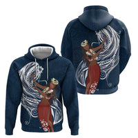 Tahiti Islands Polynesian Plumeria Hoodie Tahitian Vahine 'Ote'a - Navy Blue LT7 - Polynesian Pride