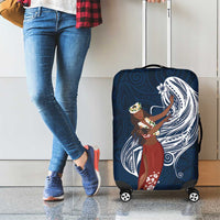 Tahiti Islands Polynesian Plumeria Luggage Cover Tahitian Vahine 'Ote'a - Navy Blue LT7 - Polynesian Pride