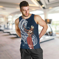 Tahiti Islands Polynesian Plumeria Men Tank Top Tahitian Vahine 'Ote'a - Navy Blue LT7 Blue - Polynesian Pride