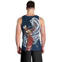 Tahiti Islands Polynesian Plumeria Men Tank Top Tahitian Vahine 'Ote'a - Navy Blue LT7 - Polynesian Pride