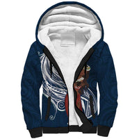 Tahiti Islands Polynesian Plumeria Sherpa Hoodie Tahitian Vahine 'Ote'a - Navy Blue LT7 Unisex Blue - Polynesian Pride