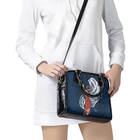 Tahiti Islands Polynesian Plumeria Shoulder Handbag Tahitian Vahine 'Ote'a - Navy Blue