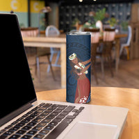 Tahiti Islands Polynesian Plumeria Skinny Tumbler Tahitian Vahine 'Ote'a - Navy Blue LT7 - Polynesian Pride