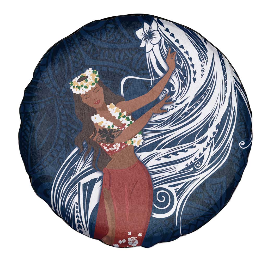 Tahiti Islands Polynesian Plumeria Spare Tire Cover Tahitian Vahine 'Ote'a - Navy Blue LT7 - Polynesian Pride