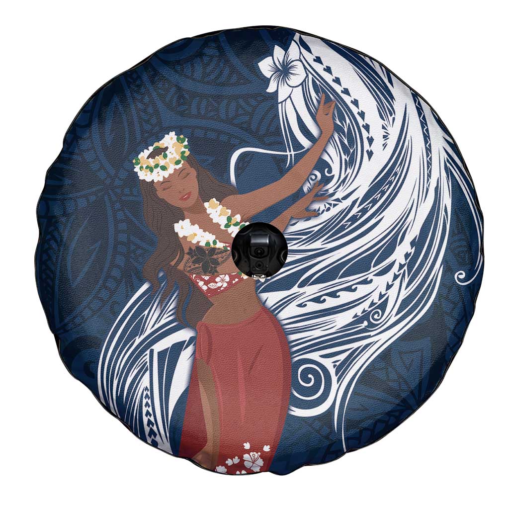 Tahiti Islands Polynesian Plumeria Spare Tire Cover Tahitian Vahine 'Ote'a - Navy Blue LT7 - Polynesian Pride