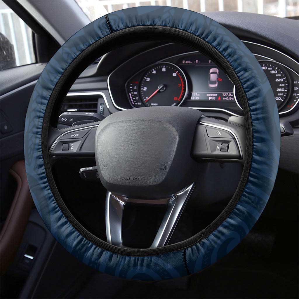 Tahiti Islands Polynesian Plumeria Steering Wheel Cover Tahitian Vahine 'Ote'a - Navy Blue LT7 - Polynesian Pride