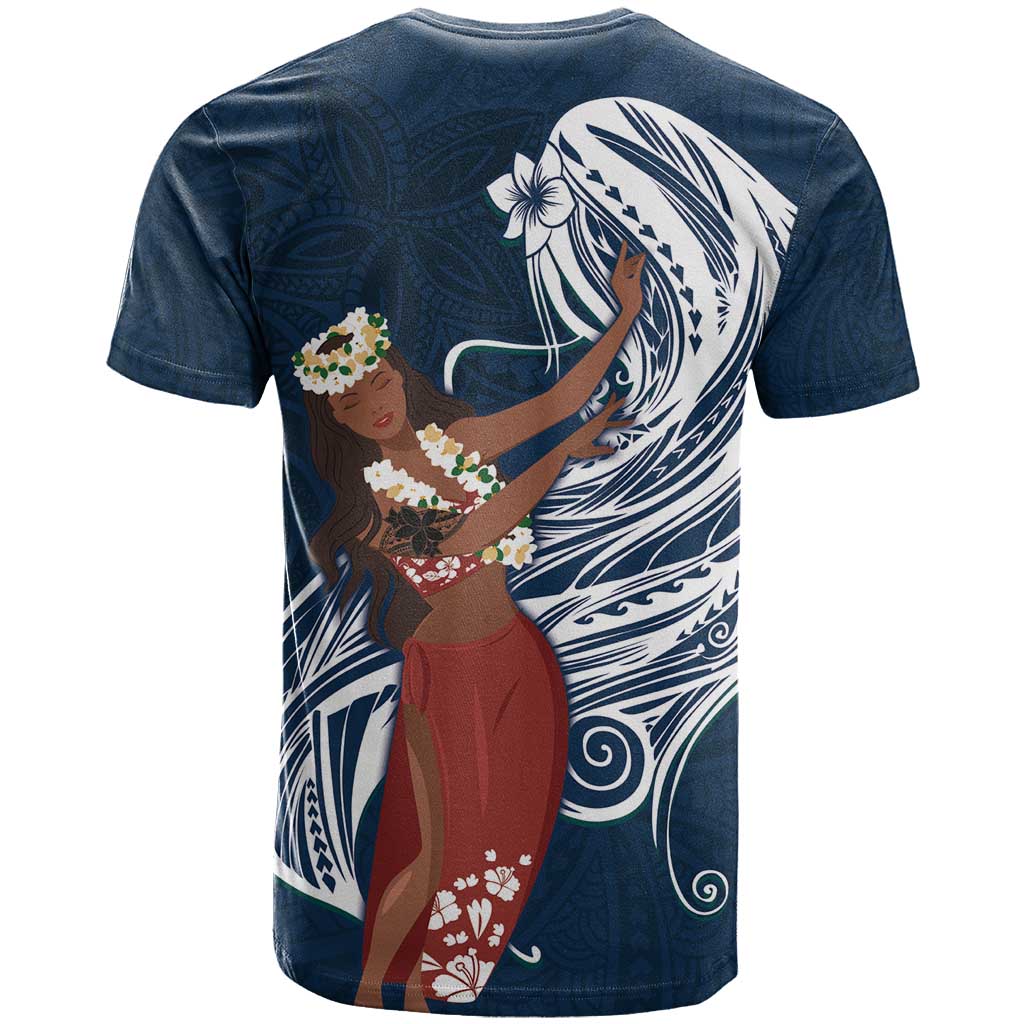 Tahiti Islands Polynesian Plumeria T Shirt Tahitian Vahine 'Ote'a - Navy Blue LT7 - Polynesian Pride