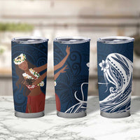 Tahiti Islands Polynesian Plumeria Tumbler Cup Tahitian Vahine 'Ote'a - Navy Blue LT7 - Polynesian Pride